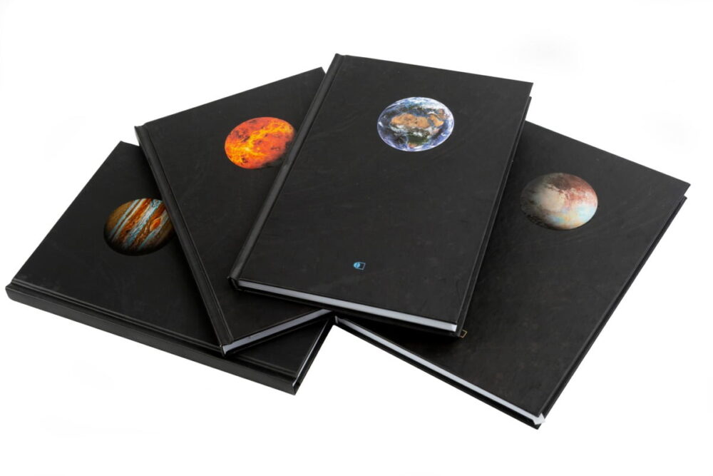 Business notebook premium A5, 96 sheets (squared in a frame),Type "Planets" (4 designs)