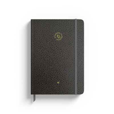 Annual undated diary "Elegant" format A5 (137*200 mm) with leather and stamping: black, gray, brown
